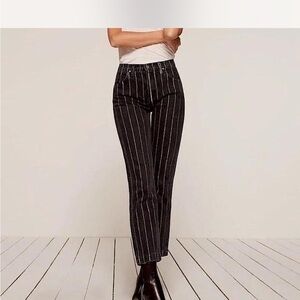 Mid-Rise Black Pinstripe Women's Reformation Roper Jeans